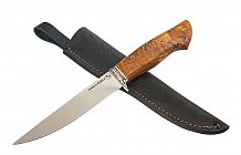 Нож "Якут-2" Сталь ELMAX, рукоять стабилизированная карельская береза, мельхиор