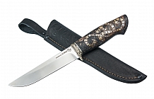 Нож "Мангуст-2" Сталь Elmax, рукоять стабилизированная карельская береза, инкрустация