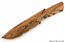Нож "Тайга" Литой булат, рукоять и чехол Бакоте, резьба по дереву