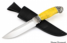 Нож "Леший" Сталь М390, рукоять акриловый композит,мельхиор