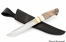 Нож "Мангуст" Сталь М390, рукоять стабилизированная карельская береза, вставка рог лося