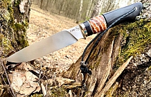 Нож "Охотник" Сталь S390, рукоять стабилизированный граб, зуб мамонта
