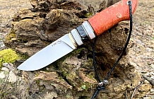 Нож "Леший-3" Сталь S390, рукоять стабилизированный кап клена, зуб мамонта