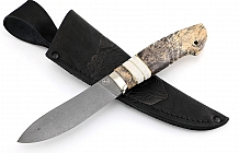 Нож "Скиннер-2", тигельный булат, рукоять стабилизированный кап клена, вставка рог лося