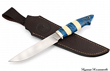 Нож "Коршун", сталь S 390, рукоять стабилизированная карельская береза, рог лося