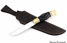 Нож "Тайга" сталь М390, рукоять граб с резьбой ручной работы, льтие латунь
