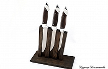 Набор кухонных ножей из стали Х12МФ, рукоять венге, подставка